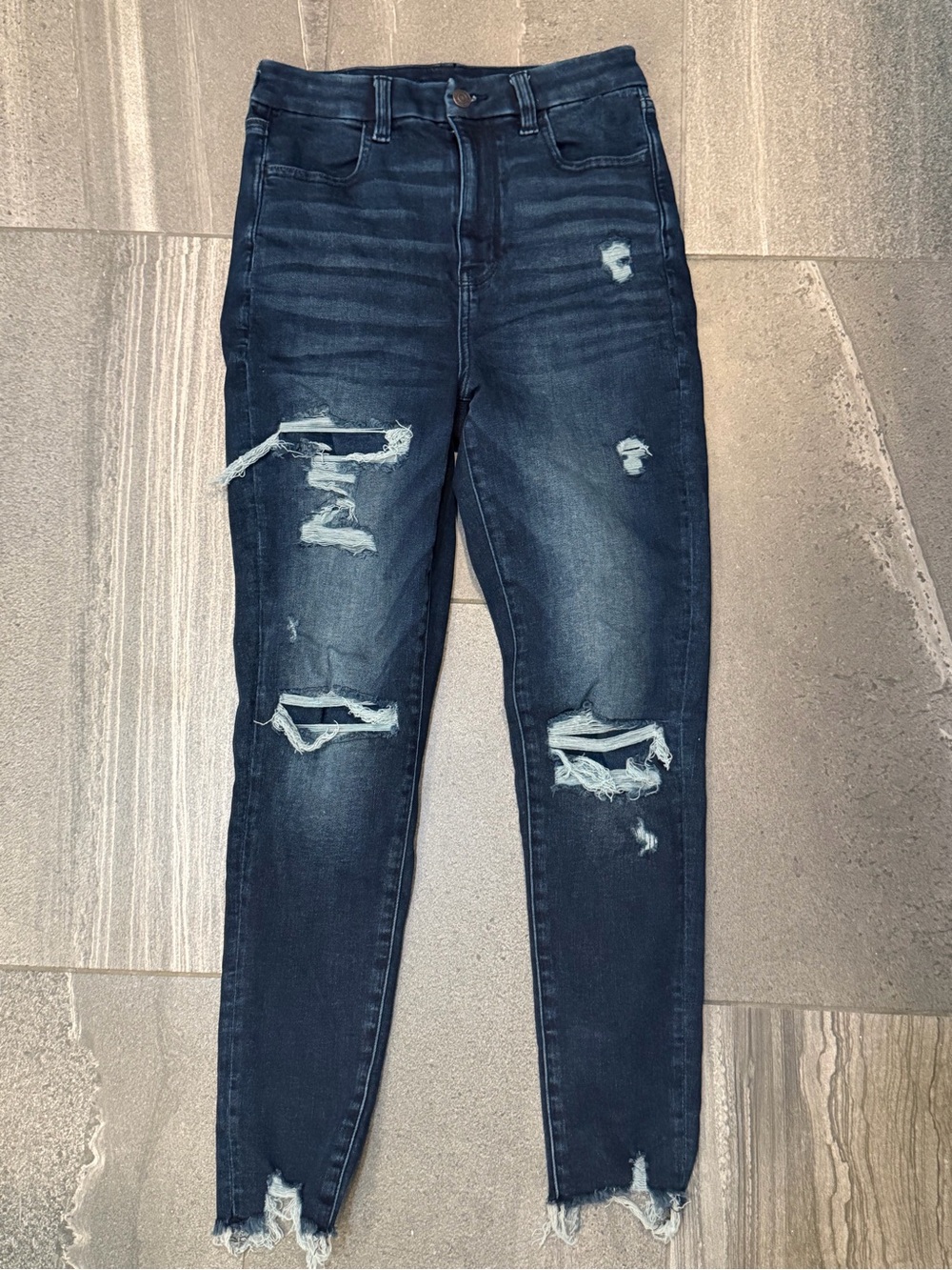 American eagle curviest high rise jeggings jeans size 4 short with holes